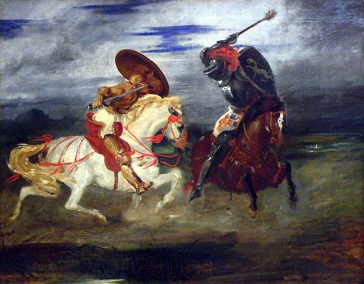 Eugene Delacroix Combat de chevaliers dans la campagne. Germany oil painting art